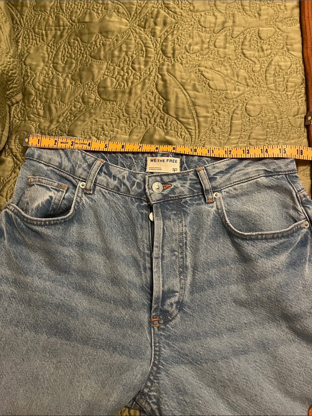 We The Free Light Blue High-Rise Denim Jeans with Orange Stitch Accents - Picture 9 of 9
